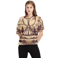 Nation Indian Native Indigenous One Shoulder Cut Out Tee by Ravend