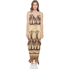 Nation Indian Native Indigenous Sleeveless Tie Ankle Chiffon Jumpsuit by Ravend