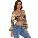 Nation Indian Native Indigenous Long Sleeve Crinkled Weave Crop Top View3