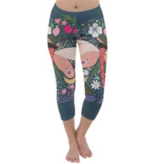 Bug Nature Flower Dragonfly Capri Winter Leggings 