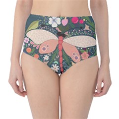 Bug Nature Flower Dragonfly Classic High-waist Bikini Bottoms by Ravend