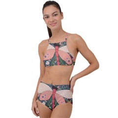 Bug Nature Flower Dragonfly Halter Tankini Set by Ravend