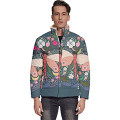 Bug Nature Flower Dragonfly Men s Puffer Bubble Jacket Coat by Ravend