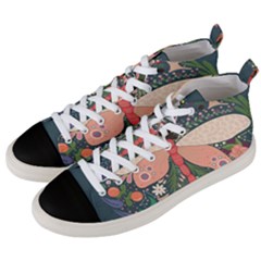 Bug Nature Flower Dragonfly Men s Mid-top Canvas Sneakers by Ravend