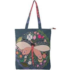 Bug Nature Flower Dragonfly Double Zip Up Tote Bag by Ravend