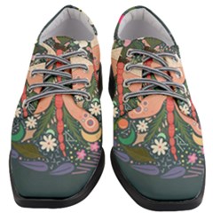 Bug Nature Flower Dragonfly Women Heeled Oxford Shoes by Ravend