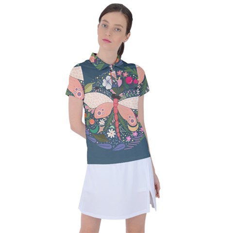 Bug Nature Flower Dragonfly Women s Polo Tee by Ravend