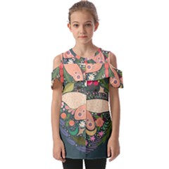 Bug Nature Flower Dragonfly Fold Over Open Sleeve Top by Ravend