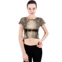 Cyborg Robot Future Drawing Poster Crew Neck Crop Top View1