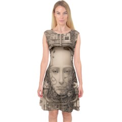 Cyborg Robot Future Drawing Poster Capsleeve Midi Dress by Ravend