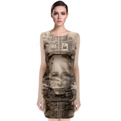 Cyborg Robot Future Drawing Poster Sleeveless Velvet Midi Dress by Ravend