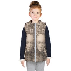 Cyborg Robot Future Drawing Poster Kids  Hooded Puffer Vest by Ravend