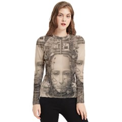 Cyborg Robot Future Drawing Poster Women s Long Sleeve Rash Guard by Ravend