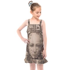 Cyborg Robot Future Drawing Poster Kids  Overall Dress by Ravend