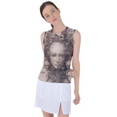 Cyborg Robot Future Drawing Poster Women s Sleeveless Sports Top by Ravend