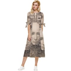 Cyborg Robot Future Drawing Poster Bow Sleeve Chiffon Midi Dress by Ravend