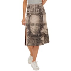 Cyborg Robot Future Drawing Poster Midi Panel Skirt by Ravend