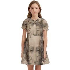 Cyborg Robot Future Drawing Poster Kids  Bow Tie Puff Sleeve Dress by Ravend