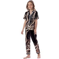 Tree Nature Landscape Forest Kids  Satin Short Sleeve Pajamas Set by Ravend