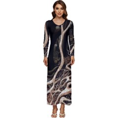 Tree Nature Landscape Forest Long Sleeve Longline Maxi Dress by Ravend