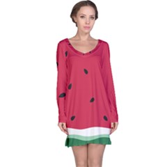 Minimalist Summer Watermelon Wallpaper Long Sleeve Nightdress by Ravend