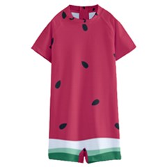 Minimalist Summer Watermelon Wallpaper Kids  Boyleg Half Suit Swimwear