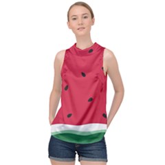 Minimalist Summer Watermelon Wallpaper High Neck Satin Top