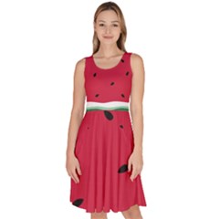 Minimalist Summer Watermelon Wallpaper Knee Length Skater Dress With Pockets by Ravend