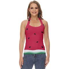 Minimalist Summer Watermelon Wallpaper Basic Halter Top by Ravend