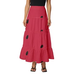 Minimalist Summer Watermelon Wallpaper Tiered Ruffle Maxi Skirt by Ravend