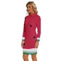 Minimalist Summer Watermelon Wallpaper Long Sleeve Shirt Collar Bodycon Dress View2