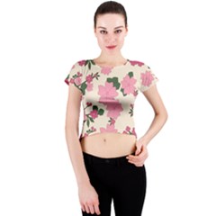 Floral Vintage Flowers Crew Neck Crop Top by Dutashop