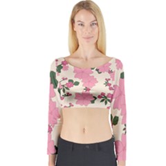 Floral Vintage Flowers Long Sleeve Crop Top