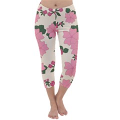 Floral Vintage Flowers Capri Winter Leggings 