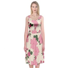 Floral Vintage Flowers Midi Sleeveless Dress