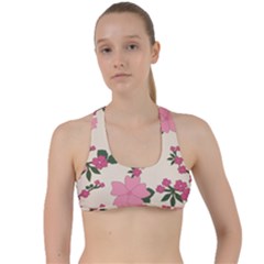 Floral Vintage Flowers Criss Cross Racerback Sports Bra