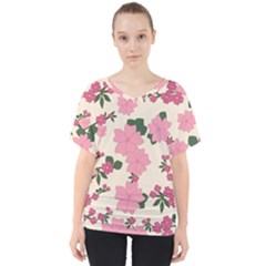 Floral Vintage Flowers V-neck Dolman Drape Top