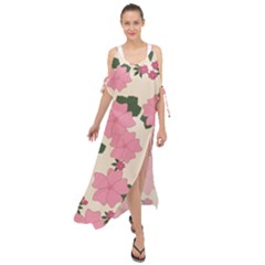 Floral Vintage Flowers Maxi Chiffon Cover Up Dress by Dutashop