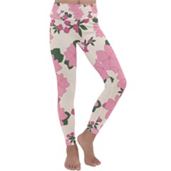 Floral Vintage Flowers Kids  Lightweight Velour Classic Yoga Leggings