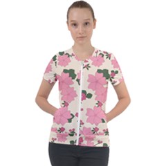 Floral Vintage Flowers Short Sleeve Zip Up Jacket