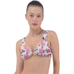 Floral Vintage Flowers Ring Detail Bikini Top