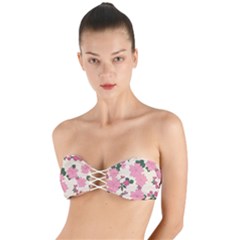 Floral Vintage Flowers Twist Bandeau Bikini Top by Dutashop