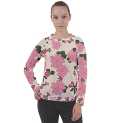 Floral Vintage Flowers Women s Long Sleeve Raglan Tee