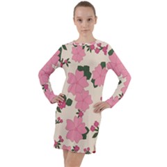 Floral Vintage Flowers Long Sleeve Hoodie Dress