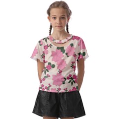 Floral Vintage Flowers Kids  Front Cut Tee by Dutashop