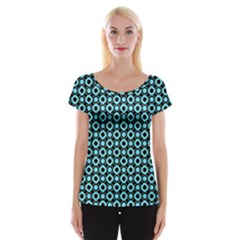 Mazipoodles Blue Donuts Polka Dot Cap Sleeve Top by Mazipoodles