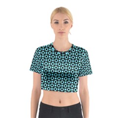 Mazipoodles Blue Donuts Polka Dot Cotton Crop Top by Mazipoodles