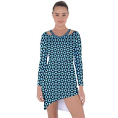 Mazipoodles Blue Donuts Polka Dot Asymmetric Cut-out Shift Dress by Mazipoodles