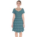 Mazipoodles Blue Donuts Polka Dot Short Sleeve Bardot Dress View1