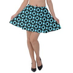 Mazipoodles Blue Donuts Polka Dot Velvet Skater Skirt by Mazipoodles